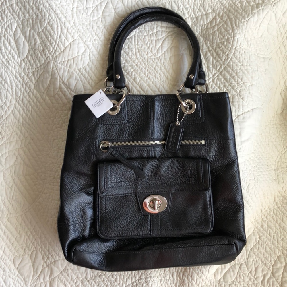COACH black leather shoulder bag